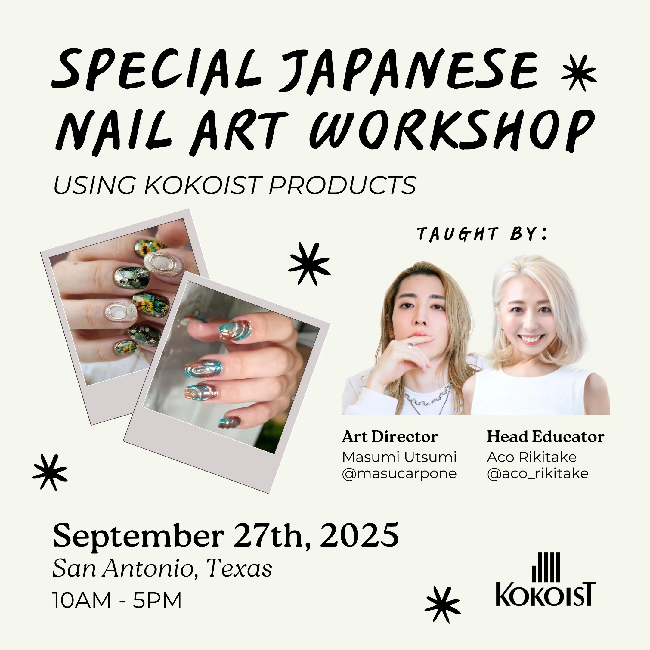 Home 16 September 27, 2025: KOKOIST Japanese Nail Art Workshop – Taught by Masumi Utsumi and Aco Rikitake